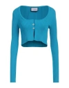 Eleonora Gottardi Woman Cardigan Azure Size S Viscose, Polyester In Blue