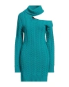 Eleonora Gottardi Woman Mini Dress Turquoise Size L Wool, Cashmere In Blue