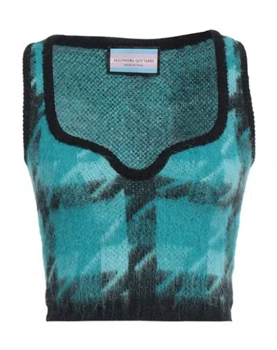 Eleonora Gottardi Woman Top Azure Size M Alpaca Wool, Polyamide In Blue