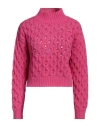 Eleonora Gottardi Woman Turtleneck Fuchsia Size S Wool, Cashmere In Pink