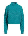 Eleonora Gottardi Woman Turtleneck Turquoise Size L Wool, Cashmere In Blue