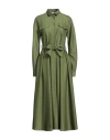 Eleonora Stasi Woman Midi Dress Green Size 12 Polyester, Viscose, Elastane