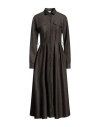 Eleonora Stasi Woman Midi Dress Military Green Size 12 Polyester, Viscose, Elastane In Beige