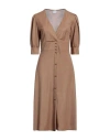 Eleonora Stasi Woman Midi Dress Sand Size 8 Viscose, Polyester, Polyamide In Beige