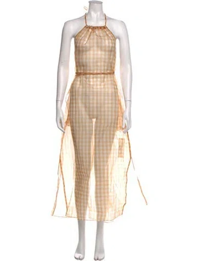 Pre-owned Eleph Silk Long Dress In Neutral