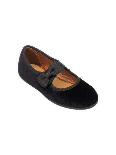 Elephantito Baby's, Little Girl's & Girl's Bow-detail Velvet Mary Janes In Black