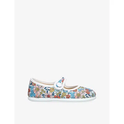 Elephantito Blue Other Kids' Floral Canvas Mary Janes Eur 23 /6.5 Uk In Multi