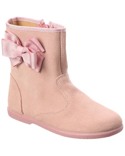Elephantito Bow Suede Boot In Pink