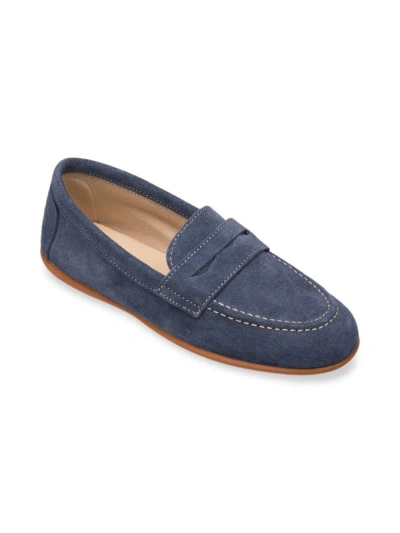 Elephantito Babies' Boy's Suede Penny Loafers In Suede Denim