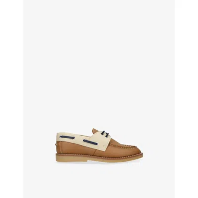 Elephantito Kids' Contrast-panel Leather Boat Shoe