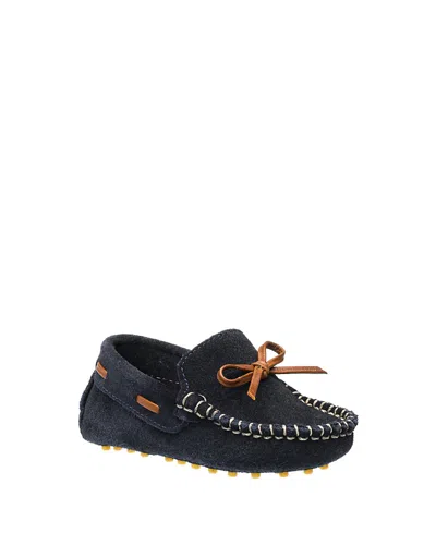 Elephantito Contrasting Stitching Driver Loafer - Little Kid In Black