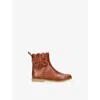 Elephantito Kids' Cellia Leather Boots Dark Brown Eur 27 / 9 Uk In Brown
