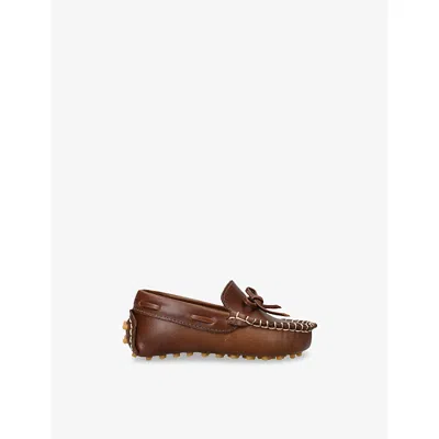 Elephantito Kids' Driver Leather Loafe In Brown