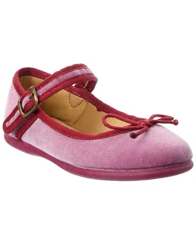 Elephantito Kids' Elis Velvet Ballerina Flat In Pink