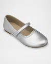 Elephantito Girl's Aria Scallop-trim Ballerina Flats, Baby/toddler/kids In Silver