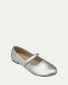 Elephantito Girl's Aria Scallop-trim Ballerina Flats, Baby/toddler/kids In Silver