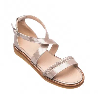 Elephantito Kids' Girl's Braided Sandal In Rose Gold In Multi