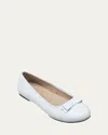 Elephantito Girl's Camille Metallic Leather Flats, Toddler/kids In White