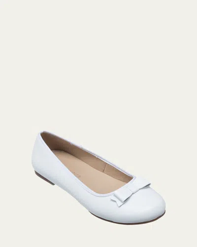 Elephantito Girl's Camille Metallic Leather Flats, Toddler/kids In White