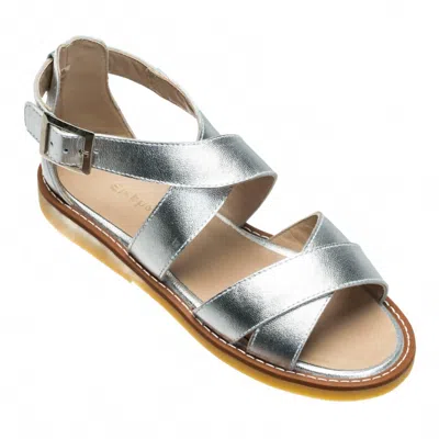 Elephantito Kids' Girl's Cecil Crossed Sandals In Silver