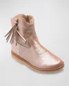 Elephantito Girl's Hannah Suede Western Boots, Toddler/kids In Metallic Blush