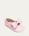 Shop Elephantito Girl's Leather Ballet Flat W/ Bow, Baby In Pink