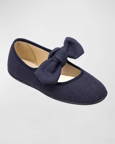 Elephantito Girl's Linen Mary Jane Flats, Baby/toddler/kids In Navy