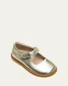 Elephantito Girl's Scalloped Leather Mary Jane, Toddler/kids In Metallic Gold