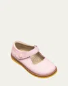 Elephantito Girl's Scalloped Leather Mary Jane, Toddler/kids In Pink