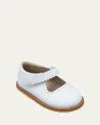 Elephantito Kids' Girl's Scalloped Leather Mary Janes, Toddler In White