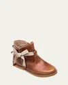 Elephantito Girl's Sunny Bow Leather Booties, Baby/toddlers In Brown