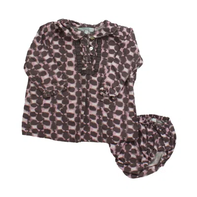 Elephantito Kids' Girls Brown Pink Dress In Multi