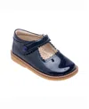 Elephantito Girl's Scalloped Leather Mary Jane, Toddler/kids In Patent Navy
