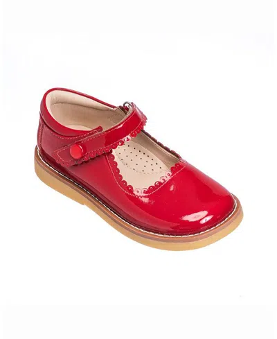 Elephantito Girl's Scalloped Leather Mary Jane, Toddler/kids In Patent Red