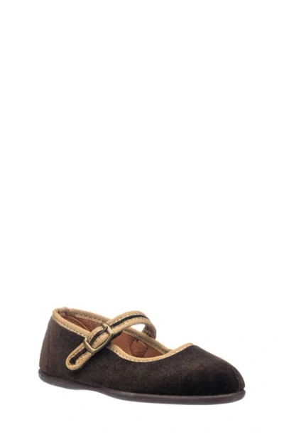 Elephantito Kids' Isa Velvet Mary Jane In Brown