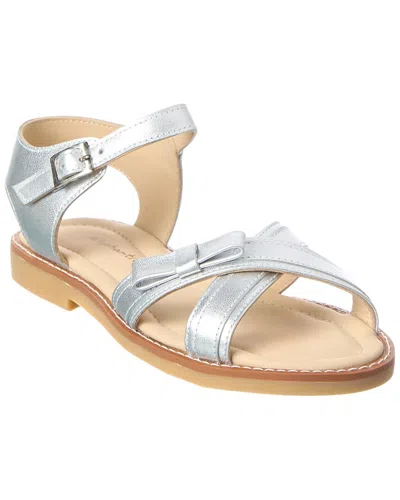 Elephantito Lilly Crossed Leather Sandal In Silver