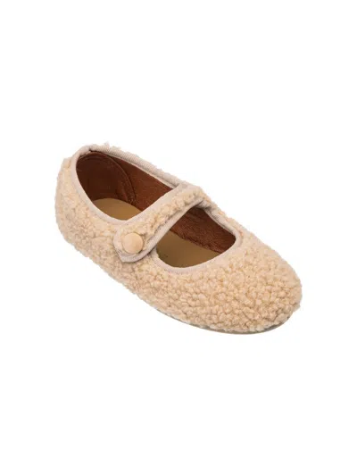 Elephantito Little Girl's & Girl's Faux-shearling Mary Janes In Neutral