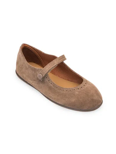 Elephantito Little Girl's Suede Mary Jane Flats In Brown