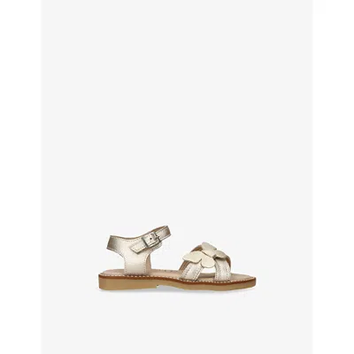 Elephantito Kids' Butterfly Leather Sandal In Silver