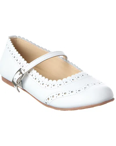 Elephantito Kids' Vicky Leather Ballerina Flat In White