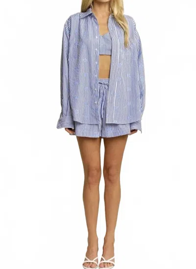 Elevator Disco Angie Stripe Shirt In Blue