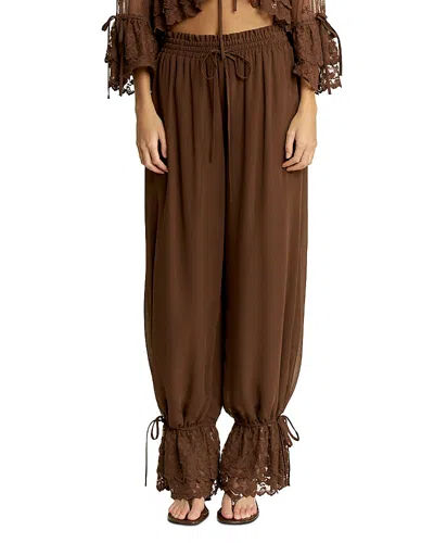 Elevator Disco Eleanor Tie Hem Bubble Pants In Brown