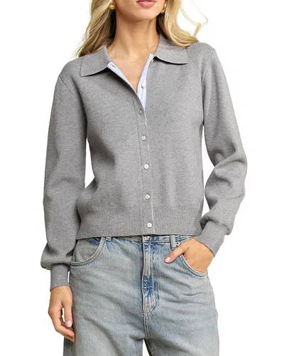Elevator Disco Katherine Collared Cardigan In Gray