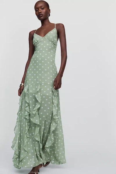 Elevator Disco Live Ruffled Maxi Dress In Green