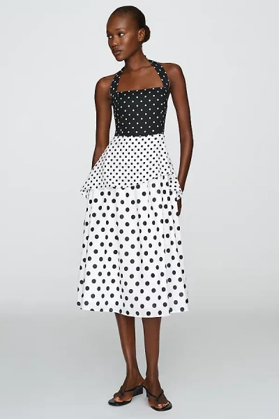 Elevator Disco Marilyn 100% Cotton Halter Midi Dress In Black
