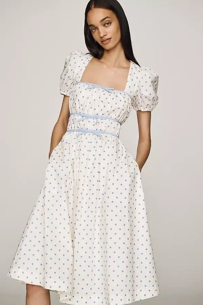 Elevator Disco Miss Me 100% Cotton Midi Dress In White