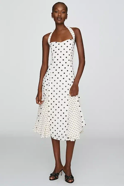 Elevator Disco Polka Dot Halter Dress In Ivory