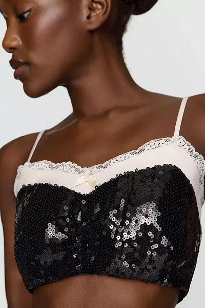 Elevator Disco Sweetheart Cropped Blouse In Black