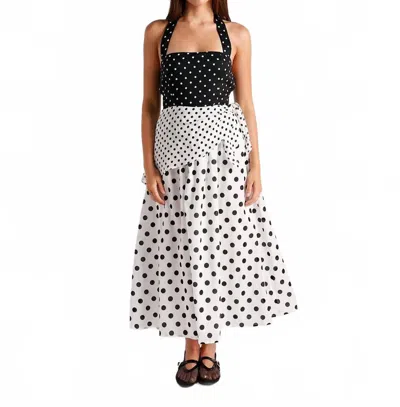 Elevator Disco Women's Marilyn Polka Dot Midi Dress In Black In Multi