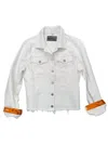 Elevazione Elevate Thyself Goyard Silk Scarf Jean Jacket In White Fringe